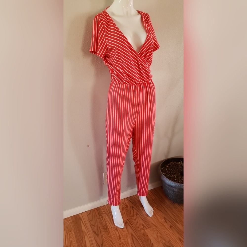 Red striped jumpsuit
